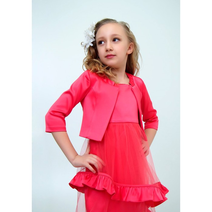 Платье нарядное+болеро для девочки, рост 146 см, цвет арбузный 2Н59-5