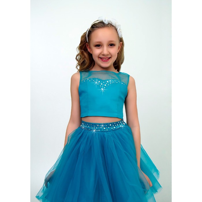 Платье нарядное для девочки, рост 152 см, цвет бирюзовый 2Н60-5