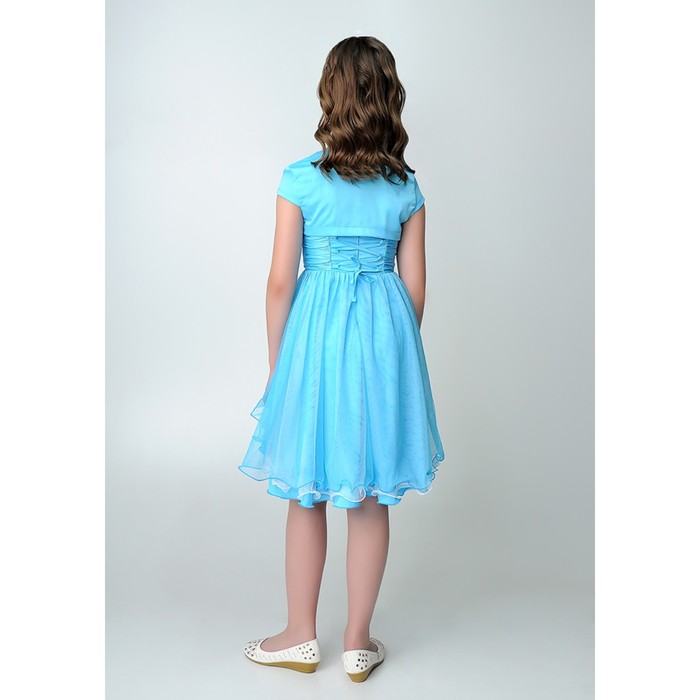 Платье нарядное для девочки+болеро, рост 140 см, цвет голубой 2Н9-4