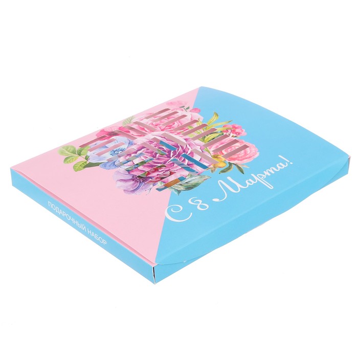 Подарочный набор "С 8 марта!": обложка для паспорта, блокнот и ручка