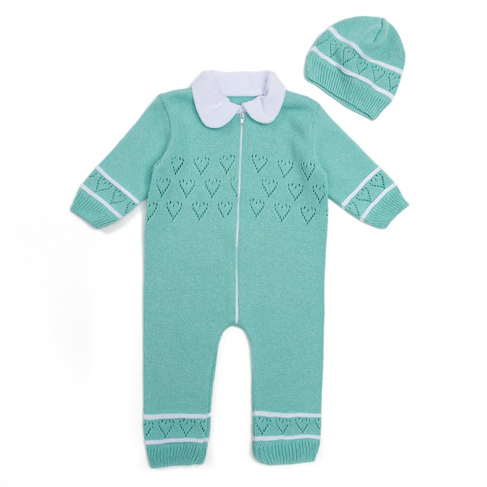 Комбинезон с шапочкой, рост 62-68, цвет бирюзовый 1728_М