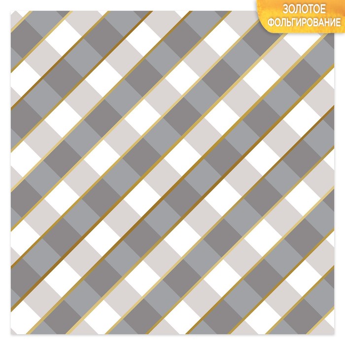 Набор бумаги для скрапбукинга с фольгированием "Клетка", 10 листов 30,5 х 30,5 см, 180 г/м