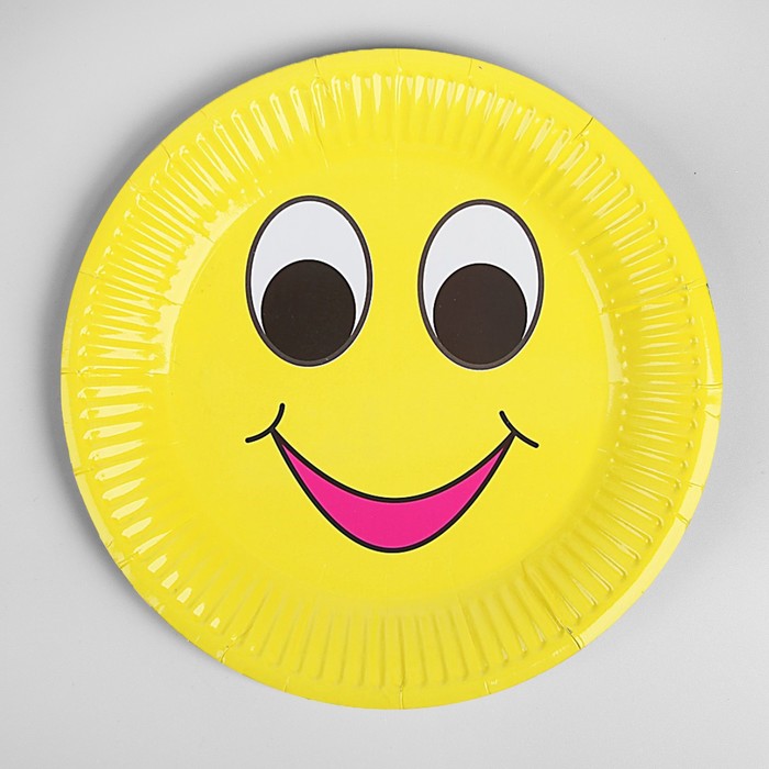 Бумажная тарелка "Большеглазый смайл" (набор 6 шт)
