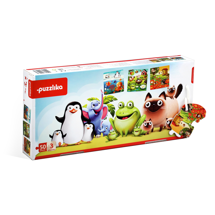 Набор пазлов «Любимые животные», 3 в 1