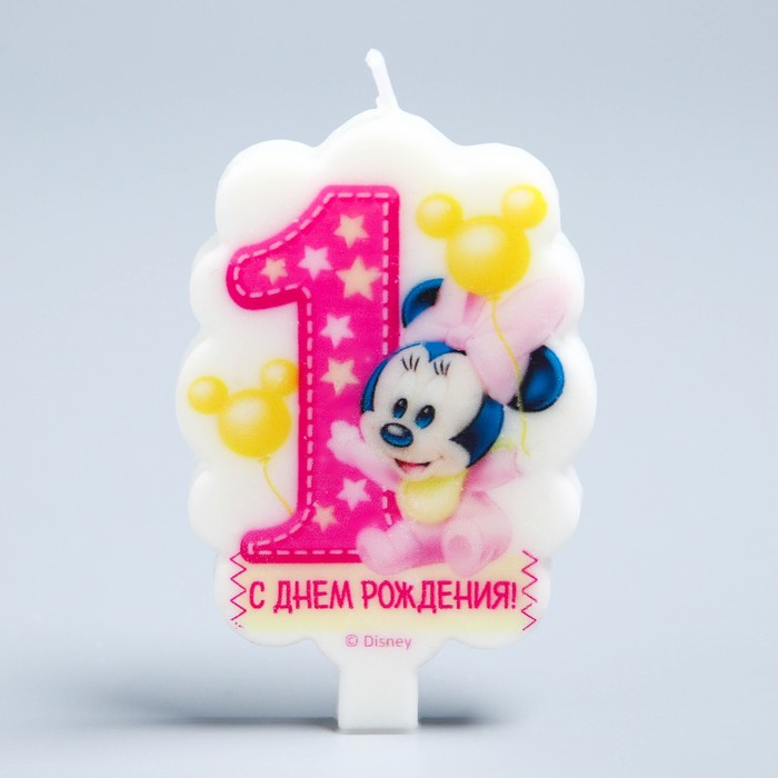 Свеча в торт Дисней 1 " 1 годик" Минни Маус