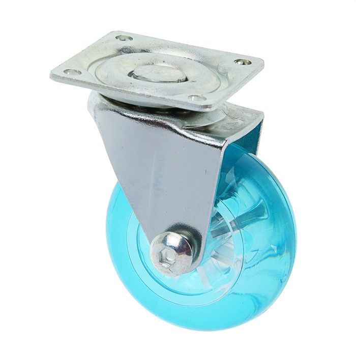 Колесо мебельное, на площадке, d=50 мм, синее