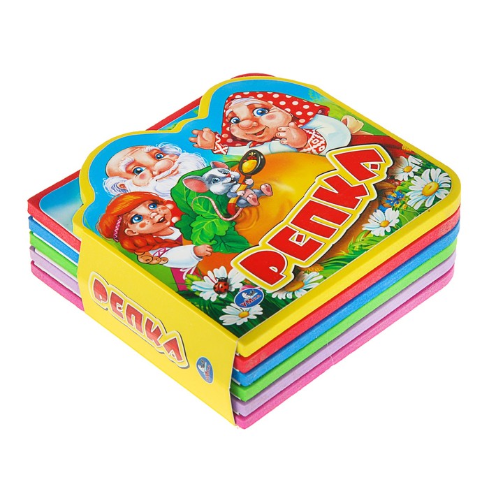 Книга EVA с вырубкой и пазлами "Репка". 102х102мм, 5 разворотов, 5 пазлов