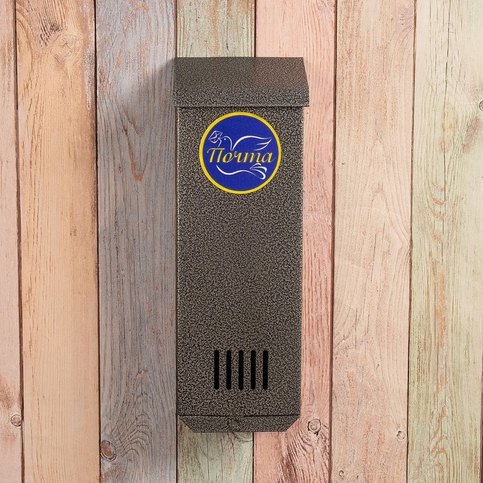 Ящик почтовый «Вертикаль», вертикальный, без замка (с петлёй), узкий, серебристый