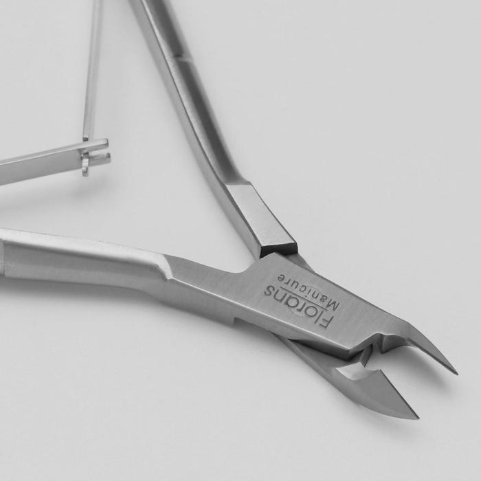 Кусачки маникюрные, двойная пружина, 10см, рабочая область-5мм, цвет матовый серебристый
