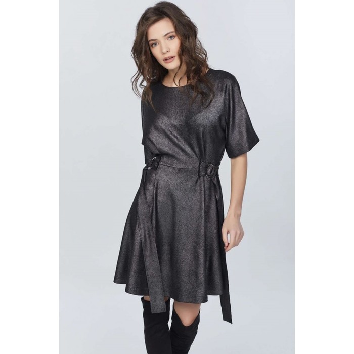 Платье женское, размер 46, цвет серебристо-чёрный 704-01