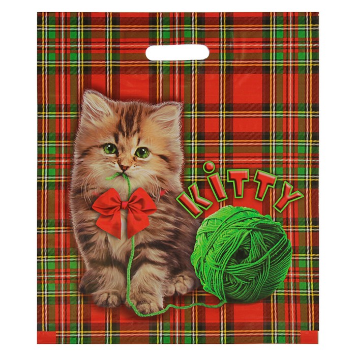 Пакет "Котенок", полиэтиленовый с вырубной ручкой, 40 х 47 см, 45 мкм