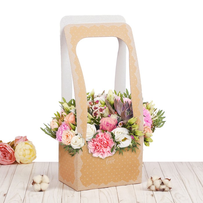 Сумочка для цветов «Кружевная салфетка», 23 х 45 х 13 см
