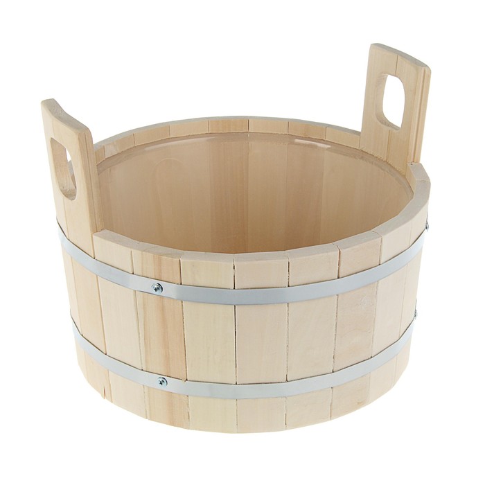 Шайка 10 л с пластиковой вставкой, с круглыми ручками, нержавеющий обод "Добропаровъ"