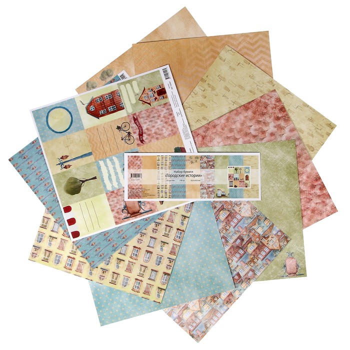 Набор бумаги для скрапбукинга "Городские истории" 10 листов  30,5х30,5см плотность 190гр/м2