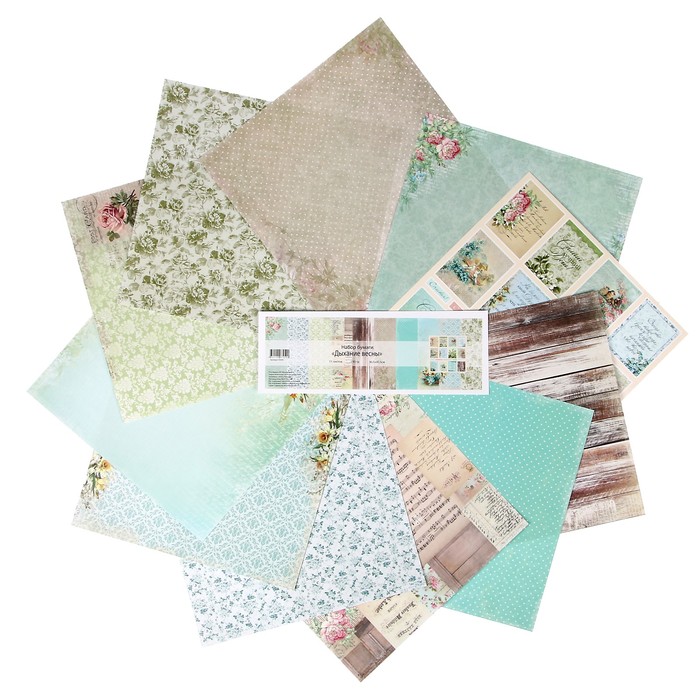 Набор бумаги для скрапбукинга"Дыхание весны" 11 листов  30,5х30,5 см плотность 190гр/м2
