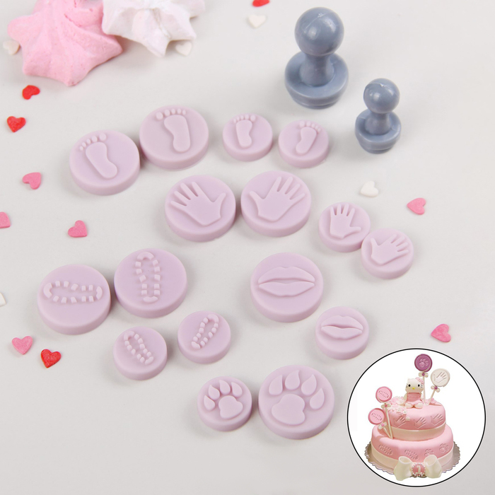 Набор выемок для теста и марципана "Мини", 18 предметов, насадки d=1,6/2,5 см