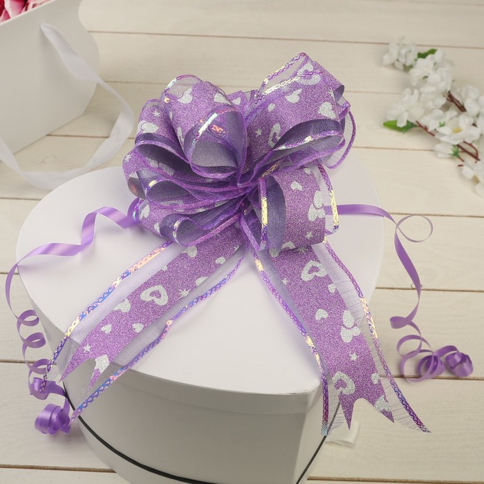 Бант-шар №5 "Сердечки", цвет сиреневый