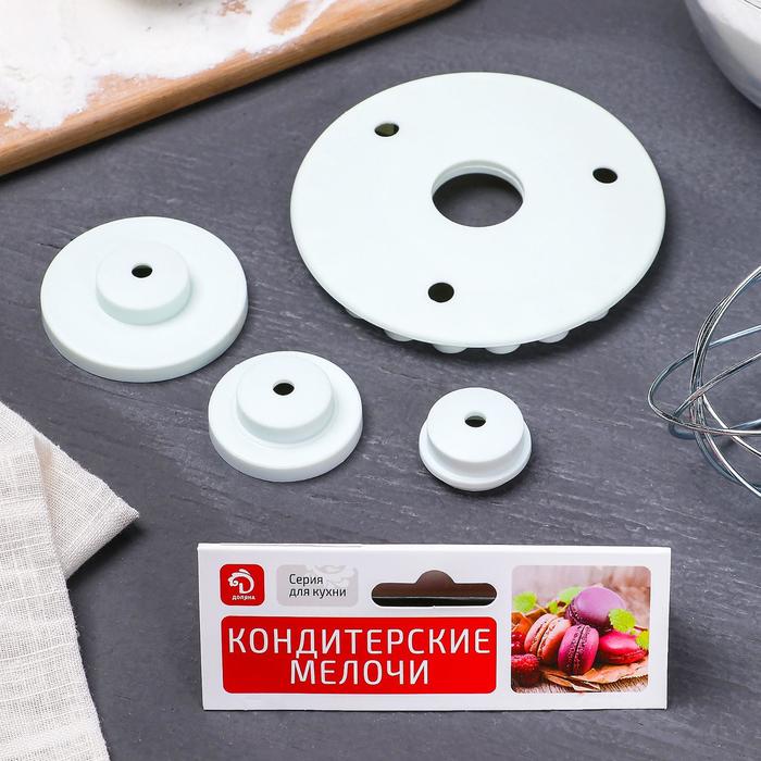 Набор кондитерский "Цветок", 3 предмета: печать кондитерская 9х2 см, 2 насадки