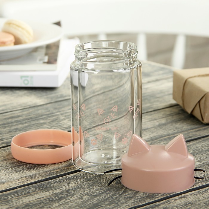 Бутылка двойное стекло 200 мл "Ушки", рисунок МИКС