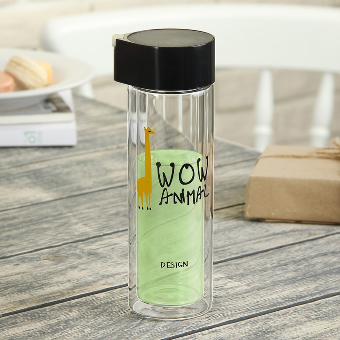 Бутылка двойное стекло 220 мл "Ха-Ха", рисунок МИКС