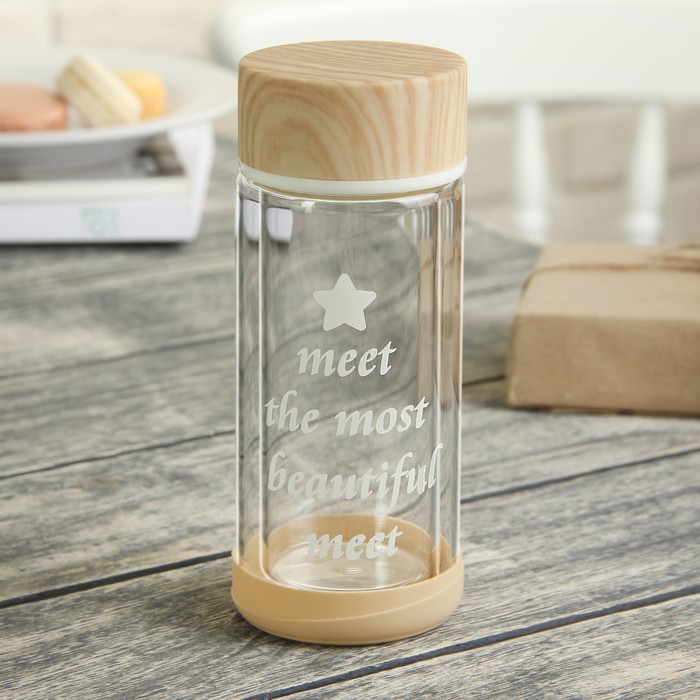 Бутылка двойное стекло 300 мл "Хорошее настроение"