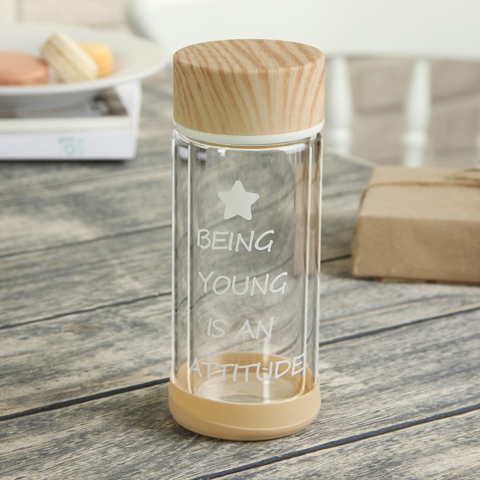 Бутылка двойное стекло 300 мл "Хорошее настроение"