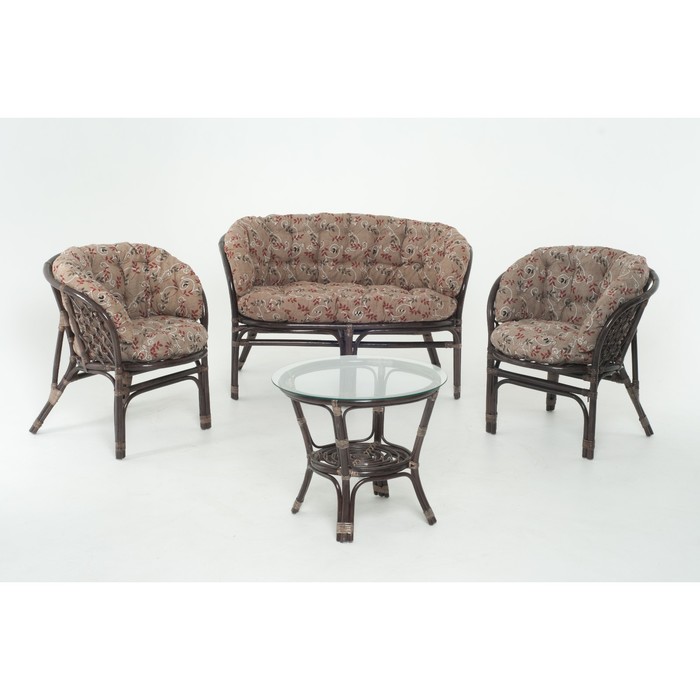 Набор мебели «Багамы», 4 предмета: диван, 2 стула, стол, с подушками, цвет тёмно-коньячный, 01/16 TS