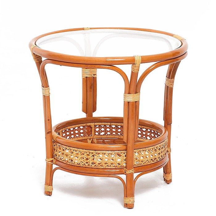 Стол со стеклом, 64 х 64 х 61 см, цвет коньячный, 02/15A