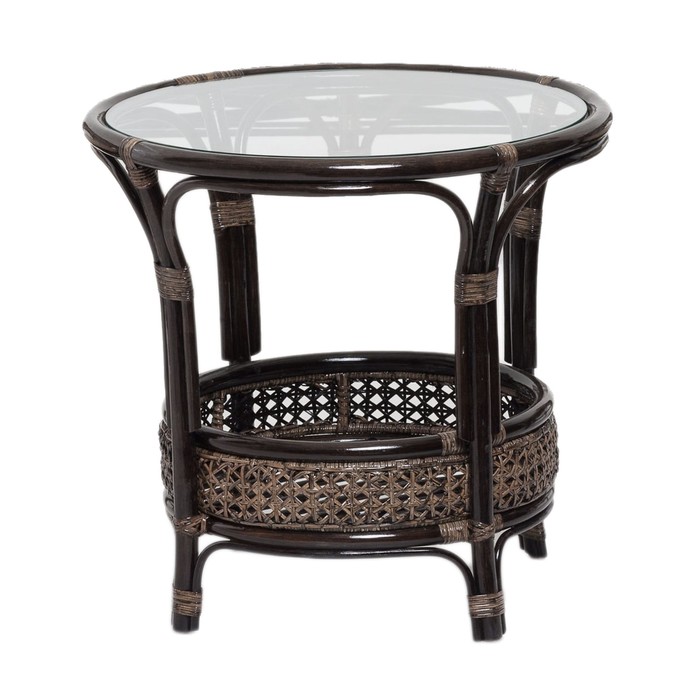 Стол со стеклом, 64 х 64 х 61 см, натуральный ротанг, цвет тёмно-коньячный, 02/15A