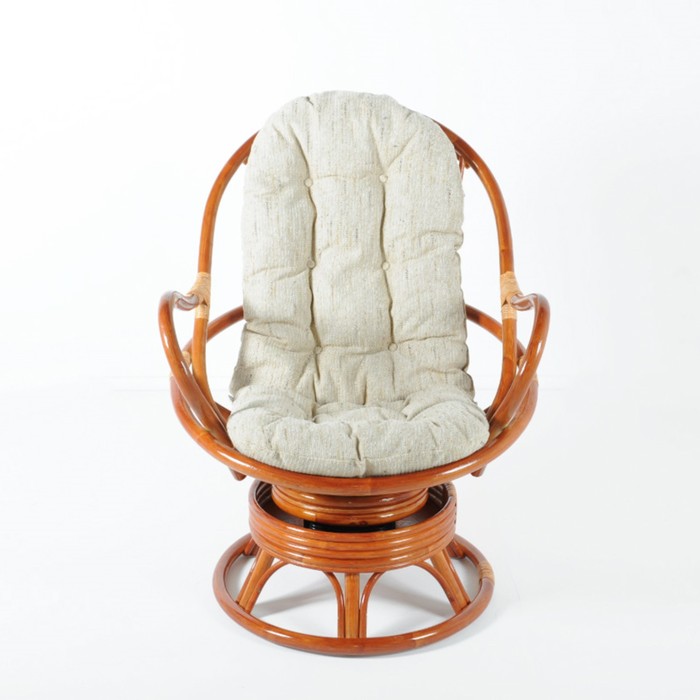 Кресло вращающееся, с подушкой, ротанг, цвет коньячный, 05/01