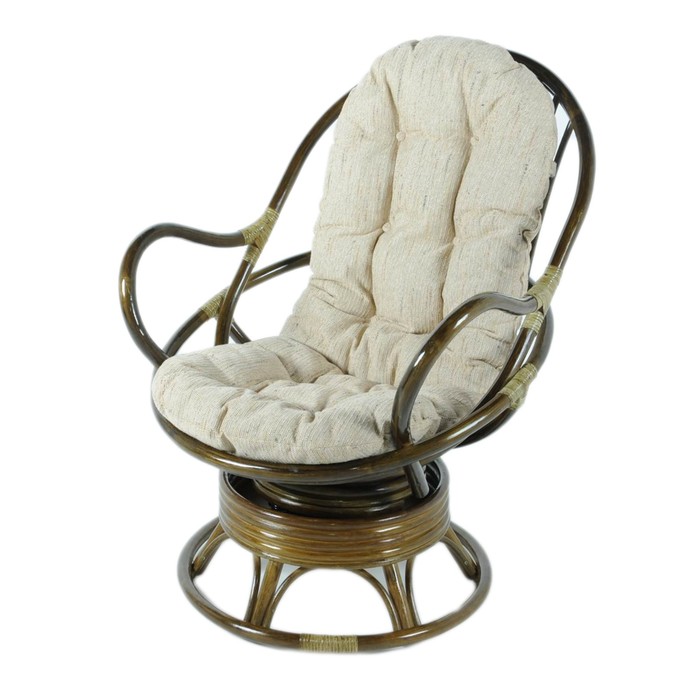 Кресло вращающееся, с подушкой, ротанг, цвет оливковый, 05/01