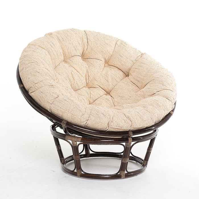 Кресло PAPASAN, с белой подушкой, ротанг, цвет тёмно-коньячный, 23/01