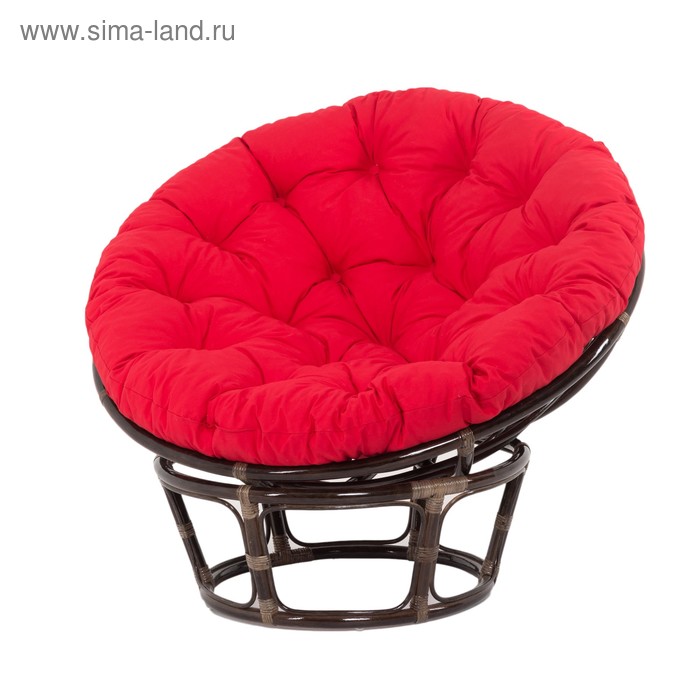 фото Кресло papasan, с красной подушкой, ротанг, цвет тёмно-коньячный, 23/01 vinotti