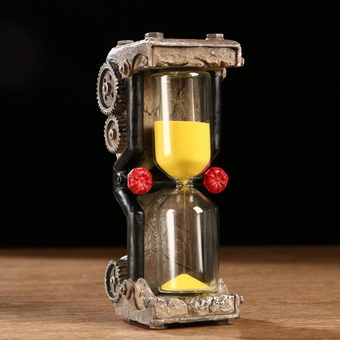Часы песочные "Шестеренки", вытянутой формы, микс песок, полистоун, 15 минут, 7,5*18,5 см 27320