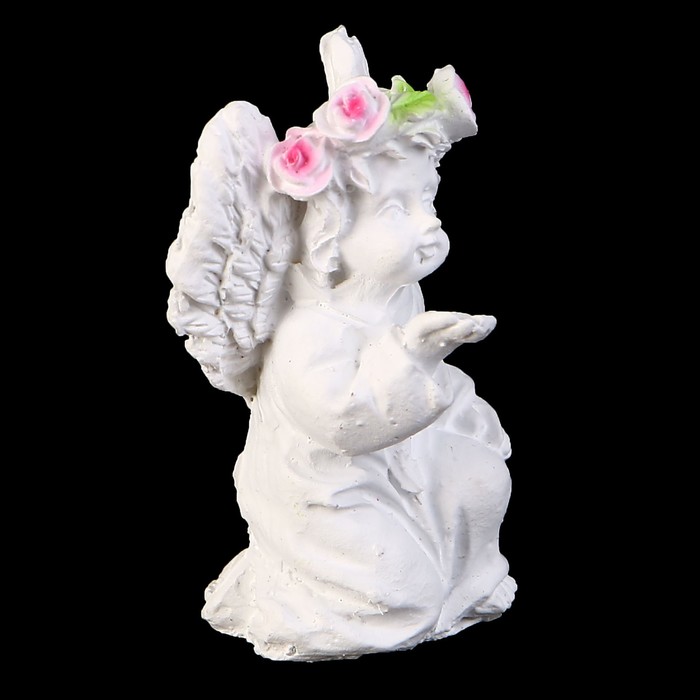 Сувенир полистоун "Белоснежный ангелочек в цветочном венке" в пакетике МИКС 4,7х2,9х2,5 см