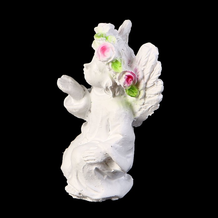 Сувенир полистоун "Белоснежный ангелочек в цветочном венке" в пакетике МИКС 4,7х2,9х2,5 см