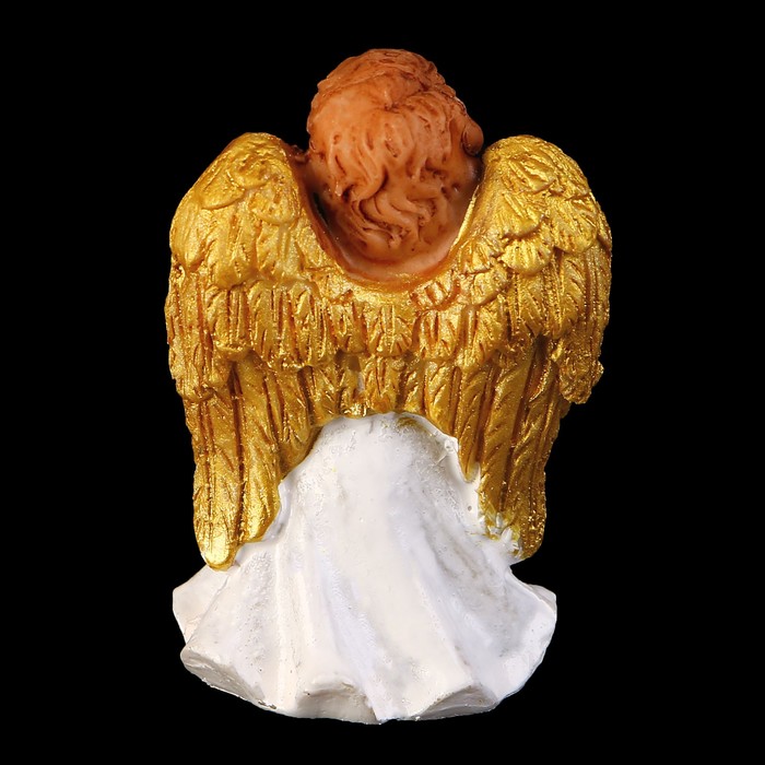 Сувенир полистоун "Ангел с золотыми крыльями в белом платье" в пакетике МИКС 5х3,3х2,3 см