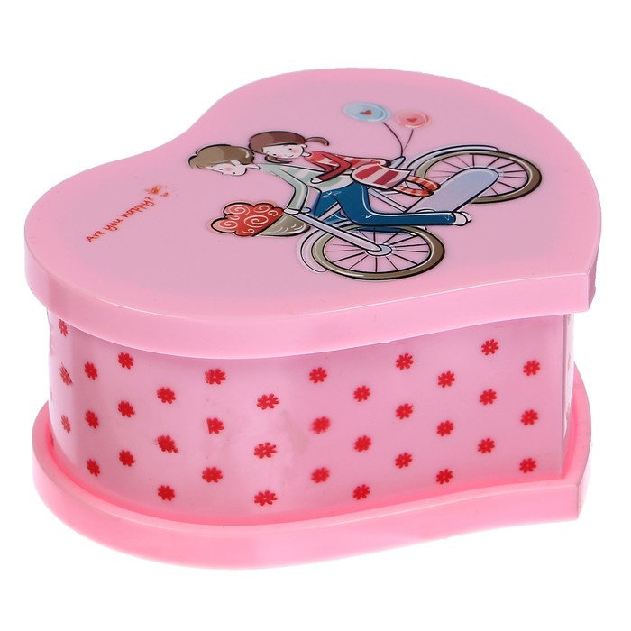 Шкатулка музыкальная механическая "Сердце. Парочка на велосипеде" 6,5х12,5х14,5 см