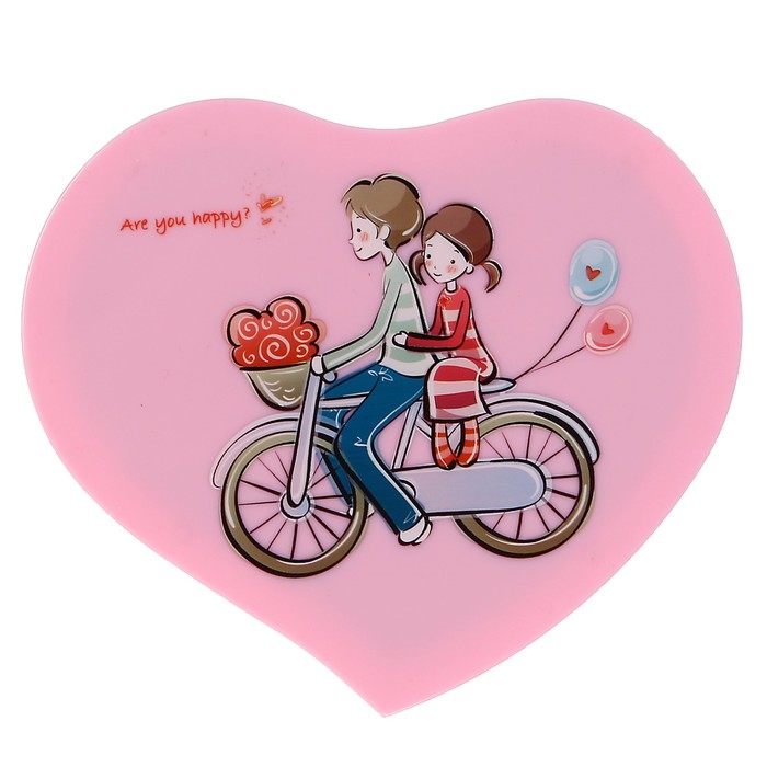 Шкатулка музыкальная механическая "Сердце. Парочка на велосипеде" 6,5х12,5х14,5 см
