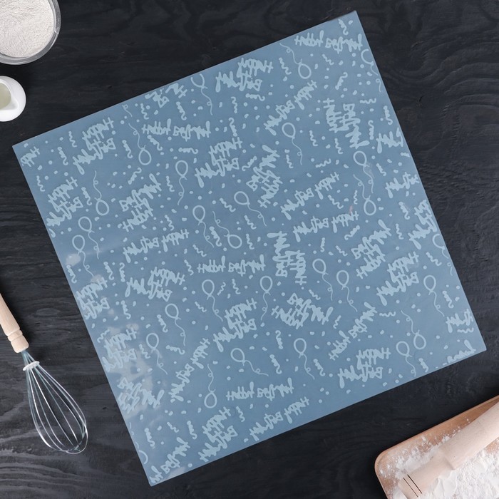 Коврик для нанесения рисунка на мастику "Happy Birthday" 50х50 см