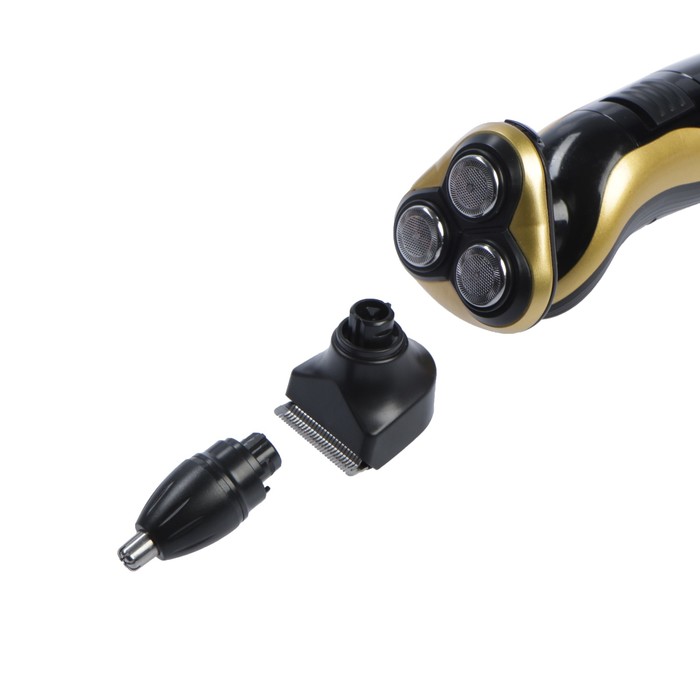 Бритва электрическая LuazON LBR-09, 3 плавающие головки, черно-золотая, 3W, 220 V