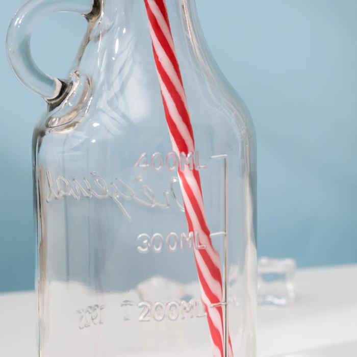 Бутыль 400 мл, с ручкой и крышкой под трубочку, МИКС