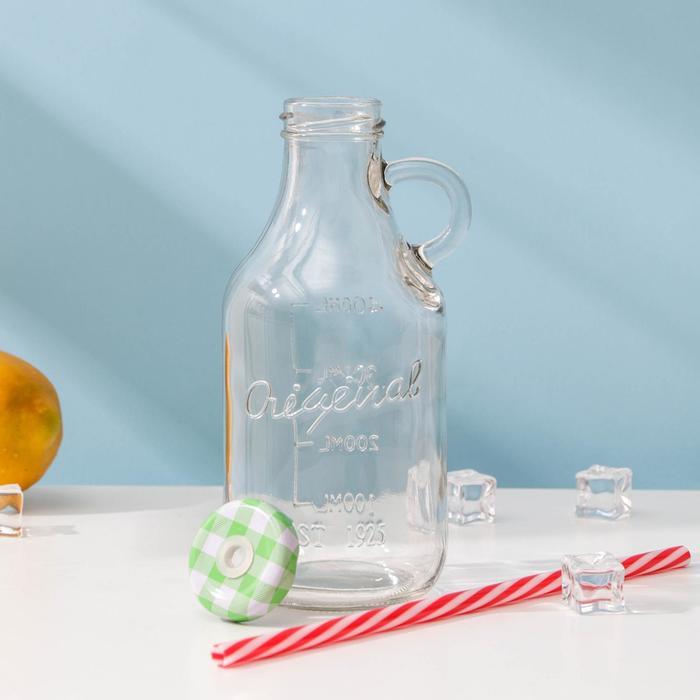 Бутыль 400 мл, с ручкой и крышкой под трубочку, МИКС