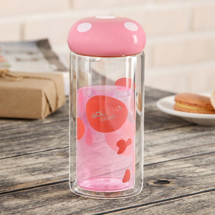 Бутылка двойное стекло 250 мл "Гриб", цвета МИКС