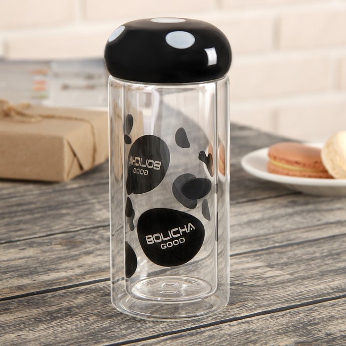 Бутылка двойное стекло 250 мл "Гриб", цвета МИКС