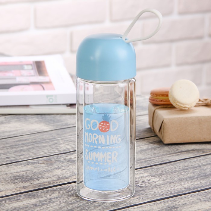 Бутылка двойное стекло 250 мл "Утро", рисунок МИКС