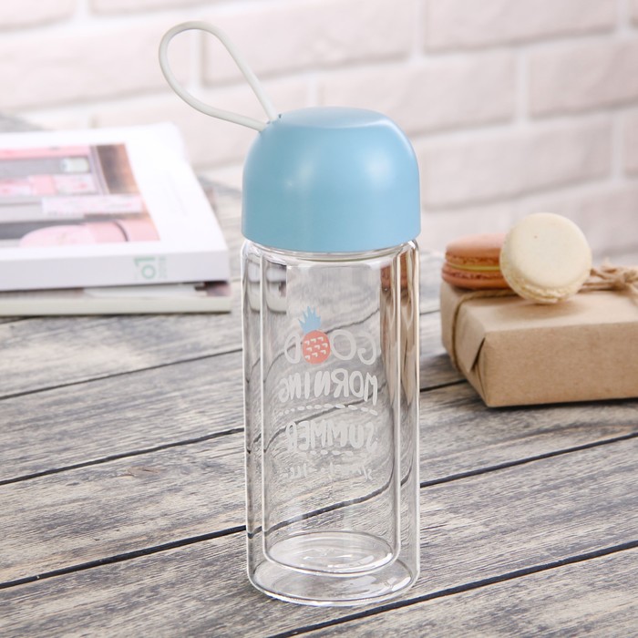 Бутылка двойное стекло 250 мл "Утро", рисунок МИКС