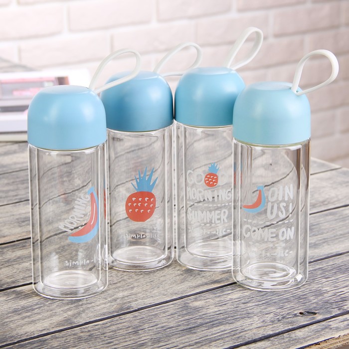 Бутылка двойное стекло 250 мл "Утро", рисунок МИКС