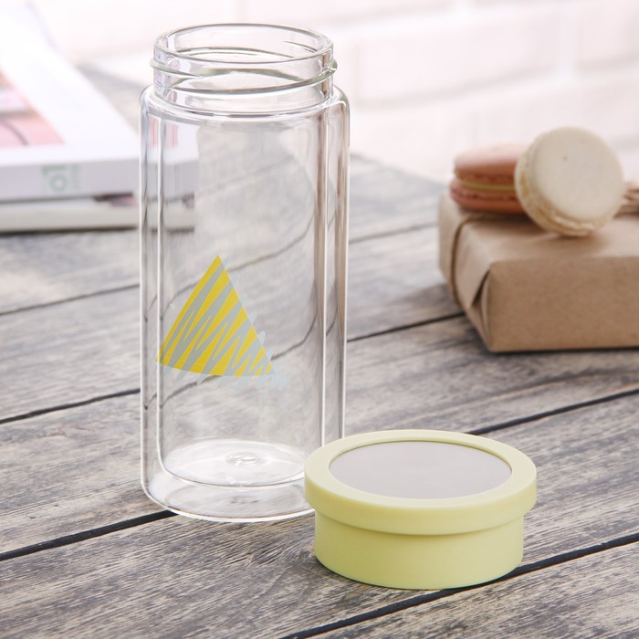 Бутылка двойное стекло 300 мл "Геометрия", цвета и рисунок МИКС