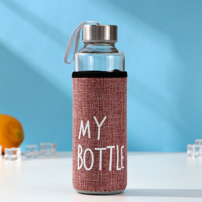 Бутылка для воды стеклянная в чехле «Ротанг», 400 мл, h=20 см, цвет МИКС бутылка для воды стеклянная в чехле единорожек 400 мл h 18 5 см цвет и рисунок микс